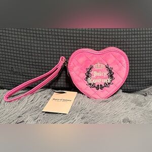 NWT Juicy Couture Juicy Hot Pink Royal Couture Heart Wristlet